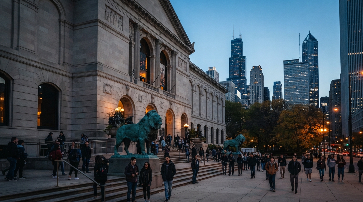 Editorial illustration for From the Chicago Academy of Design to The Art Institute of Chicago: How SAIC Was Built Twice